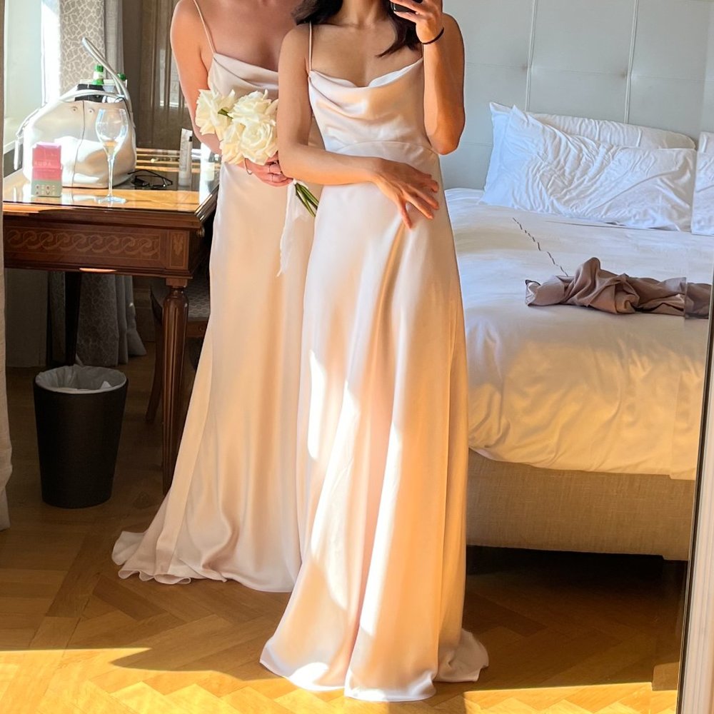 Fame and Partners Emerie Dress in Matte Satin Champagne